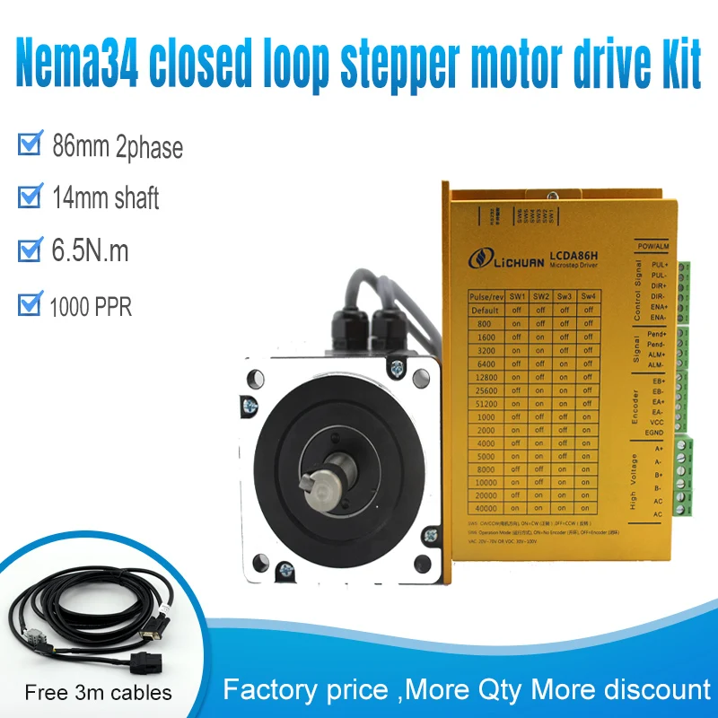 Nema34 Stepper Motor Driver 6.5nm Servo Motor LC86H298+LCDA86H Closed-loop step motor 6.5NM 86 Hybrid servo closed loop
Nema34 Stepper Motor Driver 6.5nm Servo Motor LC86H298+LCDA86H Closed-loop step motor 6.5NM 86 Hybrid servo closed loop