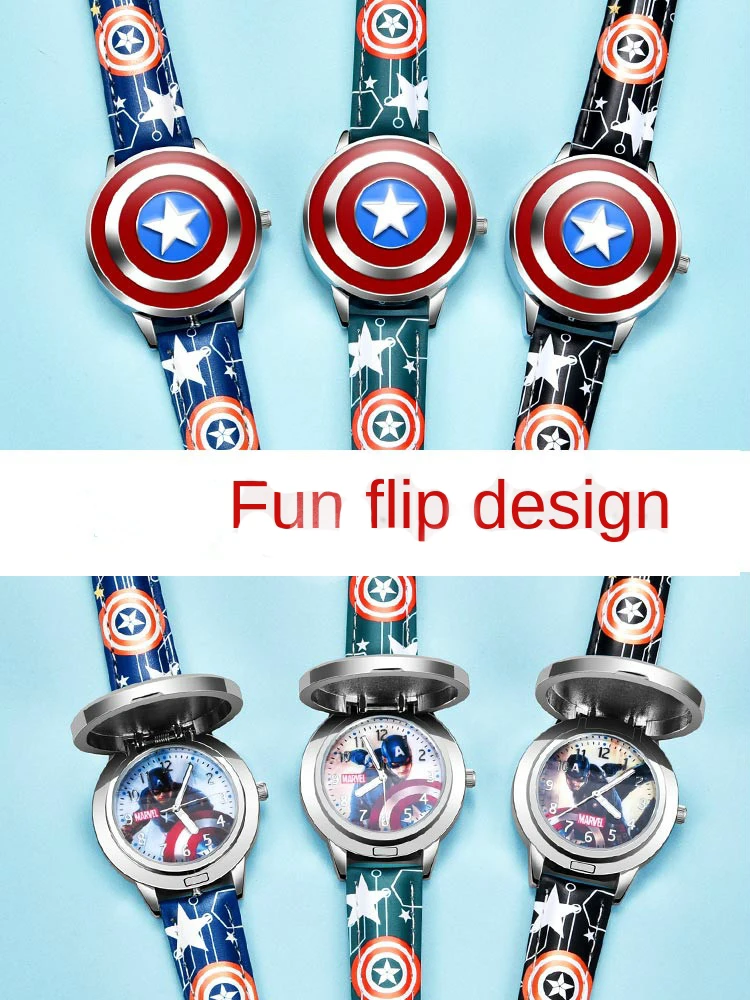 Детские часы с изображением героя Капитана Америки человека паука Железного