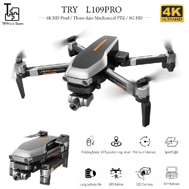 2020 Новый Дрон L109pro с Gps 4k Квадрокоптер механический двухосный анти встряхивание 5g