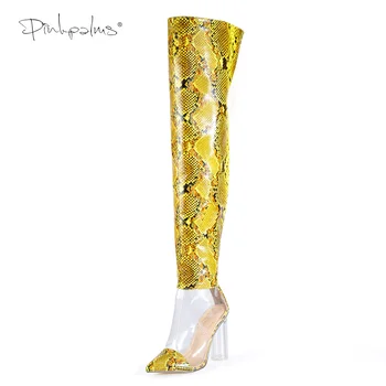 Pinkpalms Shoes Women Sexy PVC Transparent with Snake Print Material Boots Round Clear Heels Womens Thigh High Boots Big size
Pinkpalms Shoes Women Sexy PVC Transparent with Snake Print Material Boots Round Clear Heels Womens Thigh High Boots Big size