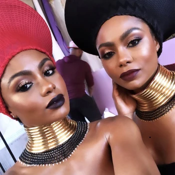 Vintage Statement Choker Necklace Women Gold Color Leather Collar Maxi Necklace African Jewelry Adjustable Chokers Big
Vintage Statement Choker Necklace Women Gold Color Leather Collar Maxi Necklace African Jewelry Adjustable Chokers Big