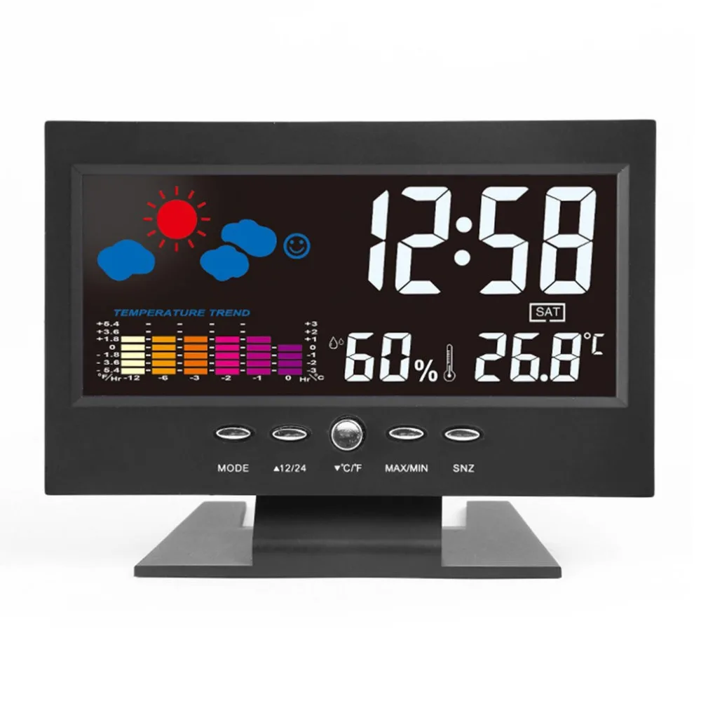 Electronic Digital LCD Desk Clock Temperature Humidity Monitor Clock Thermometer Hygrometer Weather Forecast Table Clock
Electronic Digital LCD Desk Clock Temperature Humidity Monitor Clock Thermometer Hygrometer Weather Forecast Table Clock