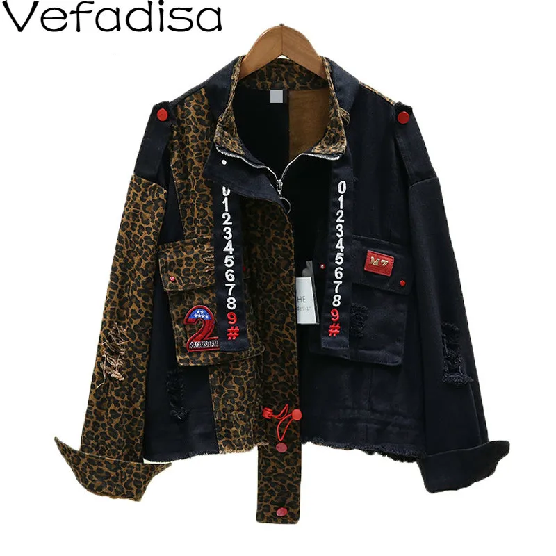 Vefadisa Autumn Winter Leopard Print Denim Jacket Sequins Casual Short Pacthwork Jacket Hole Loose Jacket Woman 2019 QYF791
Vefadisa Autumn Winter Leopard Print Denim Jacket Sequins Casual Short Pacthwork Jacket Hole Loose Jacket Woman 2019 QYF791