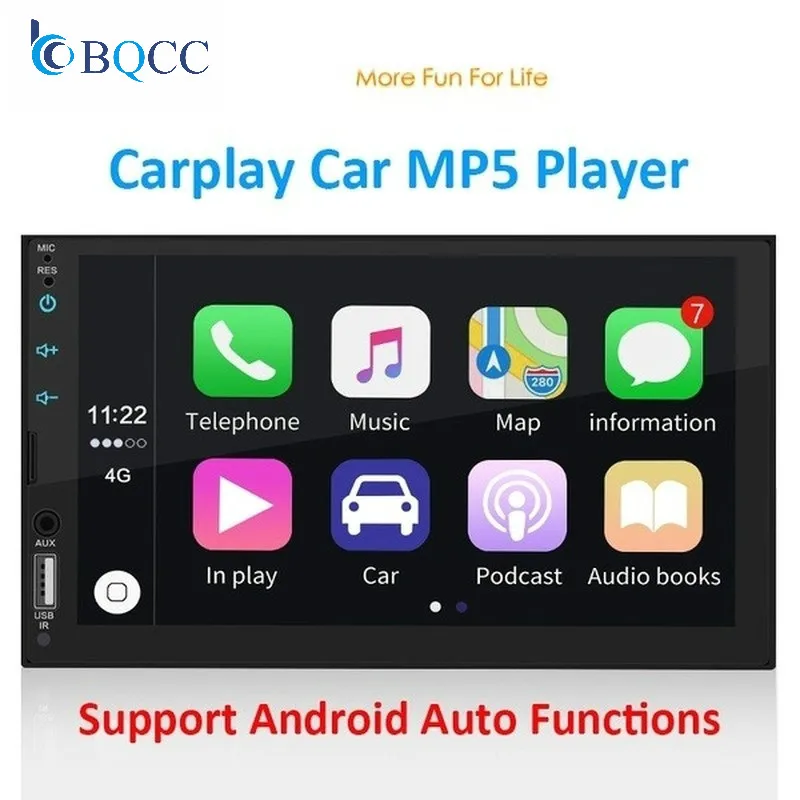 Автомагнитола Apple Carplay 2 Din Bluetooth 7 "сенсорный экран видео MP5 плеер USB TF