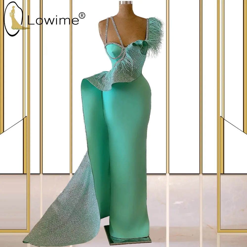 Mint Green Long Satin Evening Dresses Feathers Illusion O Neck Vestidos De Noche Robe Longue 2021
Mint Green Long Satin Evening Dresses Feathers Illusion O Neck Vestidos De Noche Robe Longue 2021