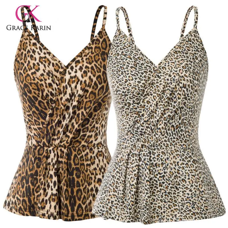 Grace Karin Fashion Women Leopard Pattern Camisole Cami Tops Spaghetti Straps V-Neck Sexy Summer Lady Comfy Sling Tops
Grace Karin Fashion Women Leopard Pattern Camisole Cami Tops Spaghetti Straps V-Neck Sexy Summer Lady Comfy Sling Tops