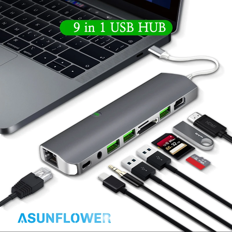 9 IN 1/7 IN 1 USB C HUB Type C To 4K HDMI RJ45 3.5 Audio Laptop Splitter Dock Hub Multi USB 3.0 Ports USB C PD Fast Charging
9 IN 1/7 IN 1 USB C HUB Type C To 4K HDMI RJ45 3.5 Audio Laptop Splitter Dock Hub Multi USB 3.0 Ports USB C PD Fast Charging