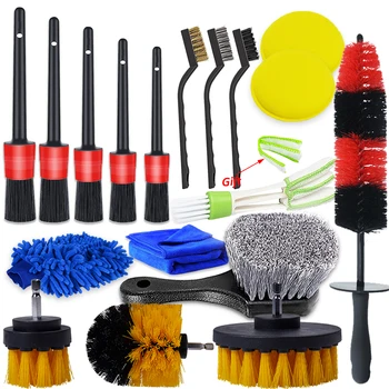 Escovas para Detalhes Automotivos: Limpezas Eficientes para Interiores de Veículos 7 Detailing Brush Drill Brushes For Car Tire Rim Cleaning Detail Brush Set For Auto Interior Exterior Cleaning Car Dry Wash Brush
