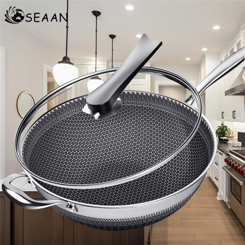 Non-stick Pan Double-sided Honeycomb 304 Stainless Steel Wok Without Oil Smoke Frying Pan Wok Without Phosphorus Kitchen Pan
Non-stick Pan Double-sided Honeycomb 304 Stainless Steel Wok Without Oil Smoke Frying Pan Wok Without Phosphorus Kitchen Pan
