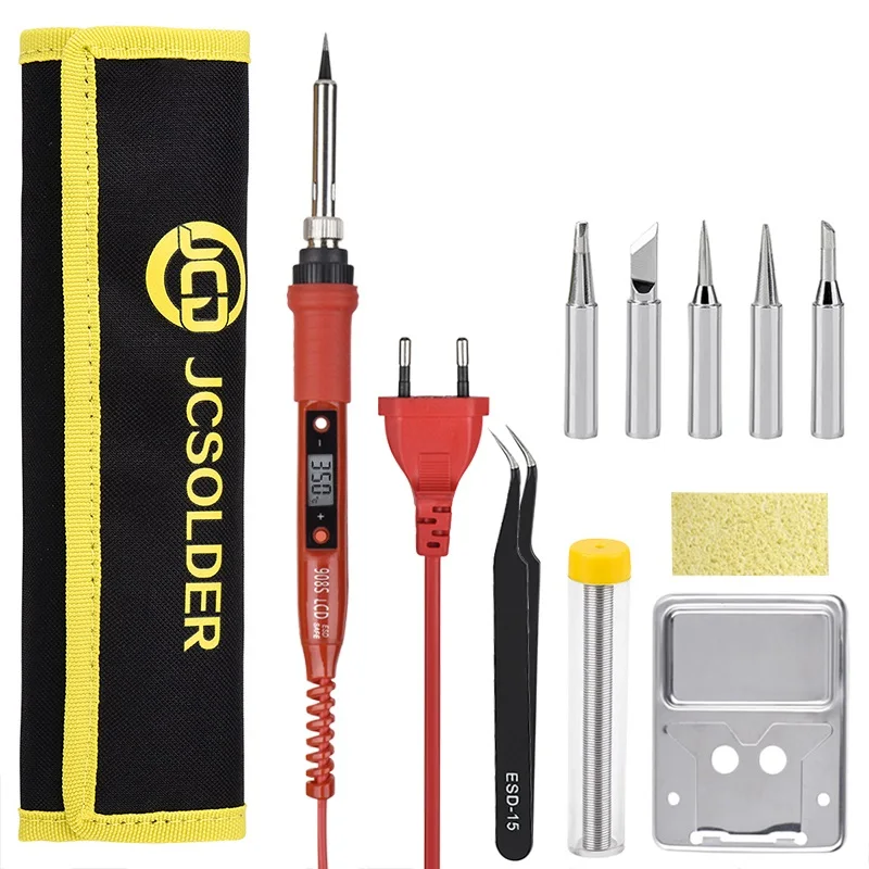 JCD 80W Electric Soldering Iron LED Digital Display Temperature Adjustable Electric Solder Kit Rework Welding Repair Tools 908S
JCD 80W Electric Soldering Iron LED Digital Display Temperature Adjustable Electric Solder Kit Rework Welding Repair Tools 908S