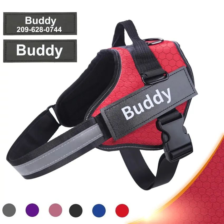 Customized Dog Harness ID Patch Reflective Breathable Adjustable Pet Harness For Dog NO PULL Pet Outdoor Harness Pet Supplies