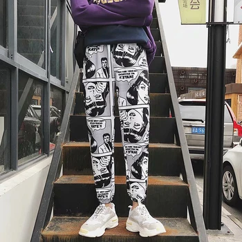 Loose Sports Casual Pants Men's Beam Foot Harem Pants Comics Printed Joggers Pants Mens Hip Hop Casual Trousers
Loose Sports Casual Pants Men's Beam Foot Harem Pants Comics Printed Joggers Pants Mens Hip Hop Casual Trousers