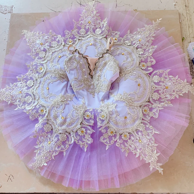Фото Детская профессиональная балетная пачка фиолетовая белая лебедь озеро балетные