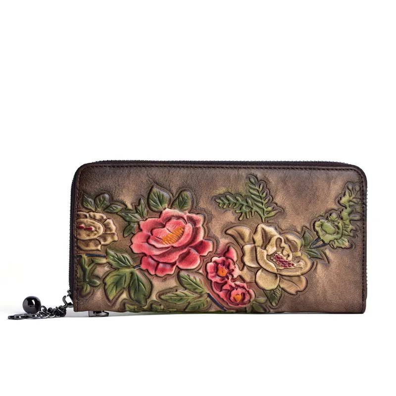 Genuine Leather Embossed Handy Bag Clutch Bags Vintage Flower Pattern Multi-Cards Female Wrist Purse Women Long Zipper Wallet
Genuine Leather Embossed Handy Bag Clutch Bags Vintage Flower Pattern Multi-Cards Female Wrist Purse Women Long Zipper Wallet