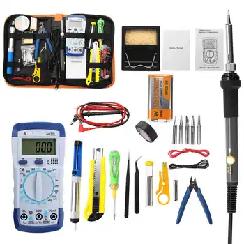 32PCS Adjustable Temperature Electric Welding Soldering Iron Kit 110/220V 60W Welding Repair Tools with Digital Multimeter
32PCS Adjustable Temperature Electric Welding Soldering Iron Kit 110/220V 60W Welding Repair Tools with Digital Multimeter