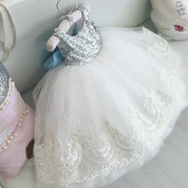 Платья для подружек невесты девочек Серебристые Модные Повседневные Удобные