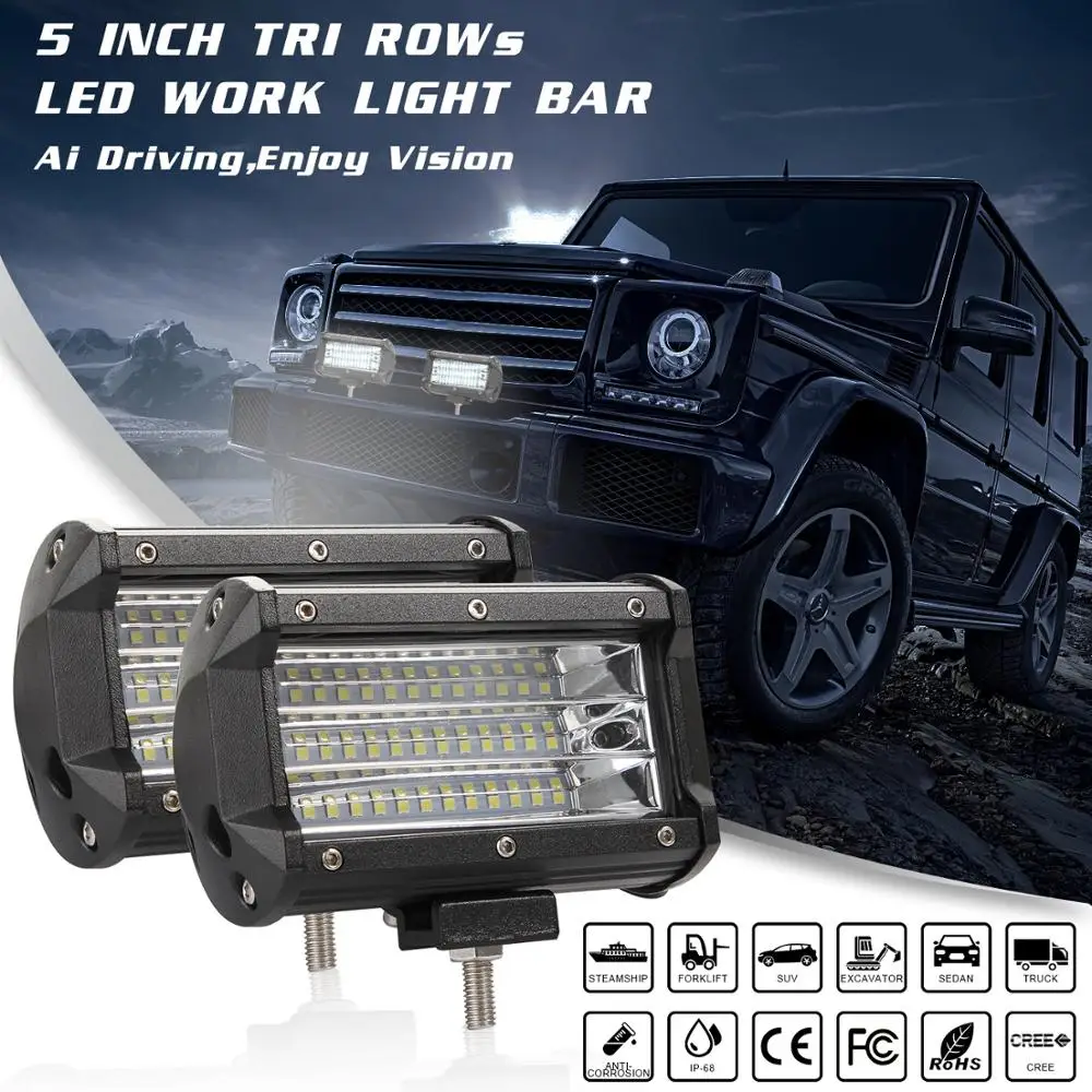 2pcs Super Bright LED Light Bar 5" 3-Rows 108W Led Light for SUV 4X4 ATV Off Road Truck LED Driving Work Light Fog Lamp 12V 24V
2pcs Super Bright LED Light Bar 5" 3-Rows 108W Led Light for SUV 4X4 ATV Off Road Truck LED Driving Work Light Fog Lamp 12V 24V