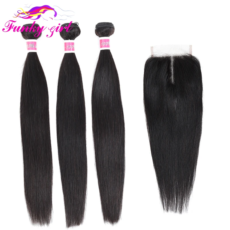 Funky Girl Peruvian Straight Human Hair Bundles With Closure Free Part 4*4 Natural Color 3/4 Bundles Non Remy Hair 10-28 Inch
Funky Girl Peruvian Straight Human Hair Bundles With Closure Free Part 4*4 Natural Color 3/4 Bundles Non Remy Hair 10-28 Inch