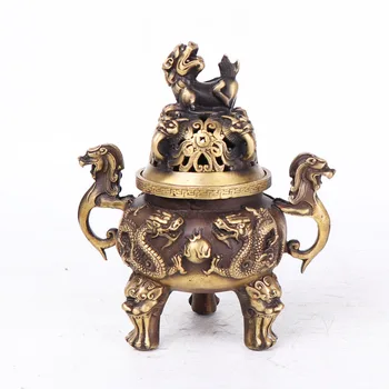 Pure copper incense burner Ssangyong incense burner open cover incense plate incense burner crafts home office decoration 
Pure copper incense burner Ssangyong incense burner open cover incense plate incense burner crafts home office decoration