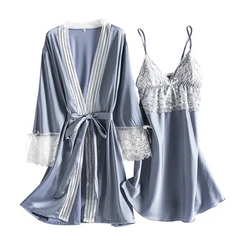 Sleepwear Nightdress Casual Soft Bride Bridesmaid Wedding Robe Solid Lady Twinset Robe Set Kimono Gown Sexy V-neck 2PCS Homewear
Sleepwear Nightdress Casual Soft Bride Bridesmaid Wedding Robe Solid Lady Twinset Robe Set Kimono Gown Sexy V-neck 2PCS Homewear