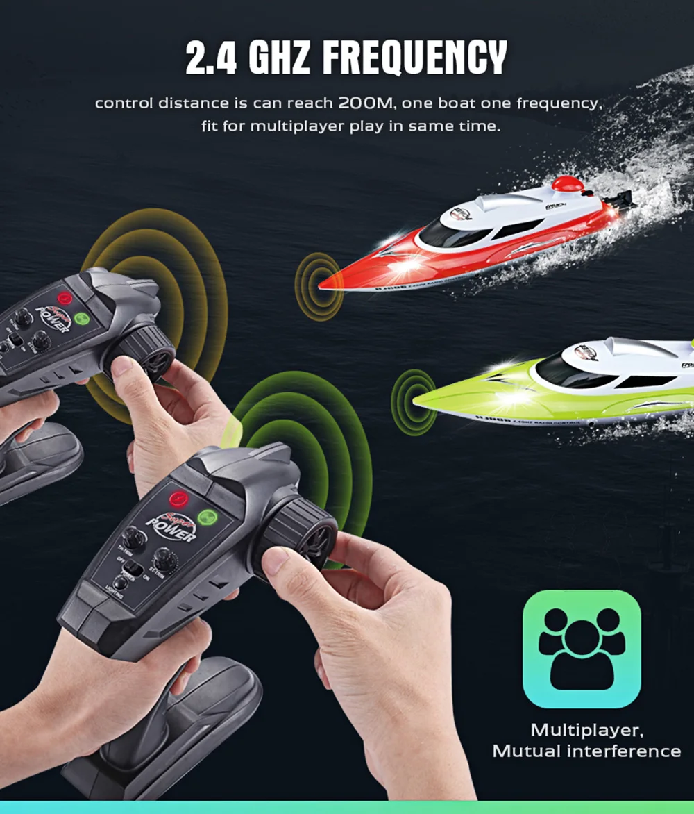 HJ806 2.4G RC Boat 200 Meters Control Distance / Cooling Water System / 35km/h High-speed