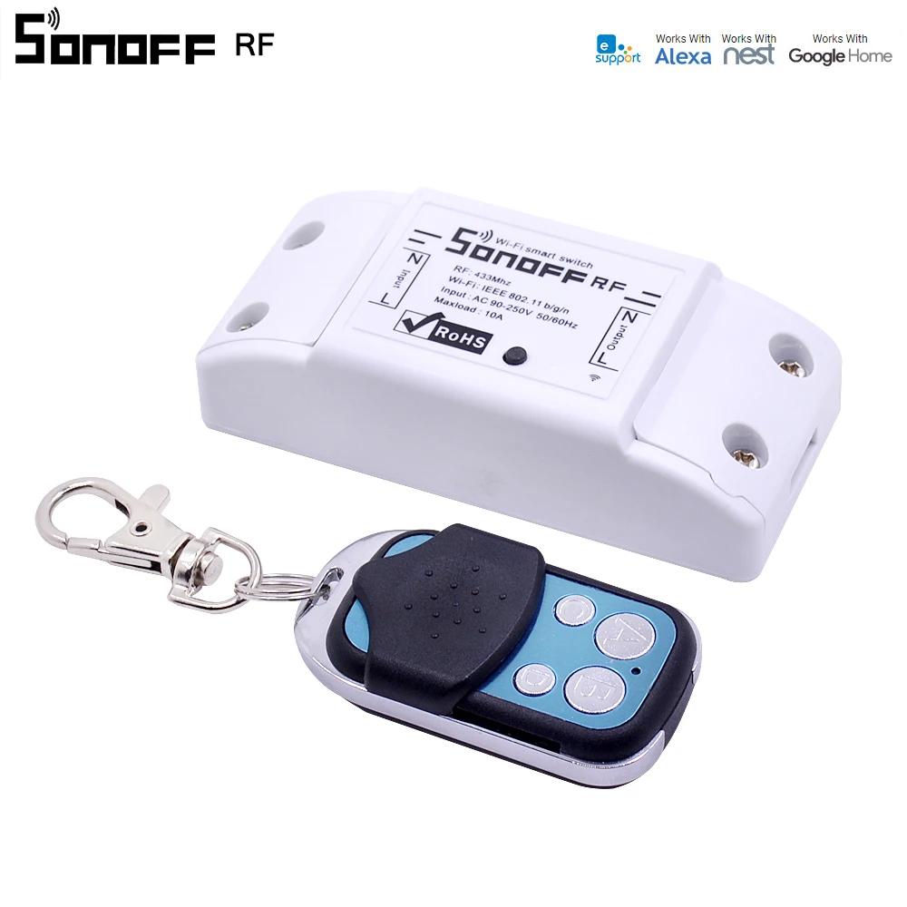 Itead Sonoff RF WiFi Smart Switch DIY Timer Remote Controller 433Mhz Wireless Smart Home Automation Module for Google Alexa 10A
Itead Sonoff RF WiFi Smart Switch DIY Timer Remote Controller 433Mhz Wireless Smart Home Automation Module for Google Alexa 10A