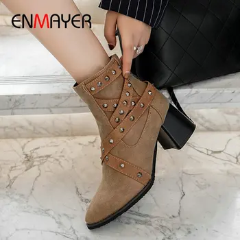 ENMAYER 2019 Winter Boots Women Basic Pointed Toe Zip PU Ankle Boots for Women Square Heel Short Plush Shoes Woman Size 34-43 
ENMAYER 2019 Winter Boots Women Basic Pointed Toe Zip PU Ankle Boots for Women Square Heel Short Plush Shoes Woman Size 34-43