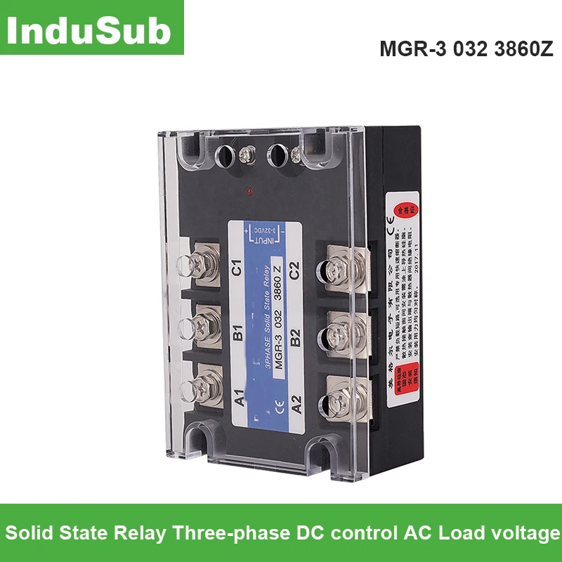 MGR-3 032 3860Z Solid State Relay Three-phase solid state relay DC control AC Load voltage 3-32V DC
MGR-3 032 3860Z Solid State Relay Three-phase solid state relay DC control AC Load voltage 3-32V DC