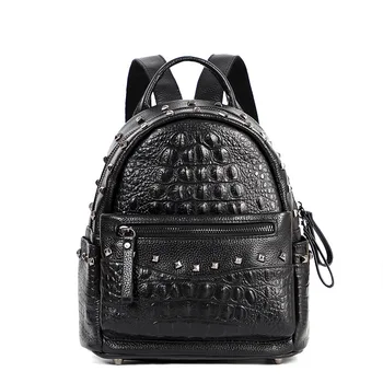 100% Real Leather Women Backpack Rivet Female Daily Crocodile Pattern School Bag for Girls Teenagers Travel Bag Leather Rucksack
100% Real Leather Women Backpack Rivet Female Daily Crocodile Pattern School Bag for Girls Teenagers Travel Bag Leather Rucksack