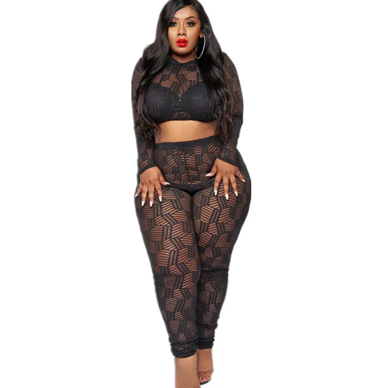 Nightclub Plus Size 2 Piece Outfits For Women Long Sleeve Short Top And Large Size Pant Sexy Lace Set Wholesale Drop Shipping
Nightclub Plus Size 2 Piece Outfits For Women Long Sleeve Short Top And Large Size Pant Sexy Lace Set Wholesale Drop Shipping