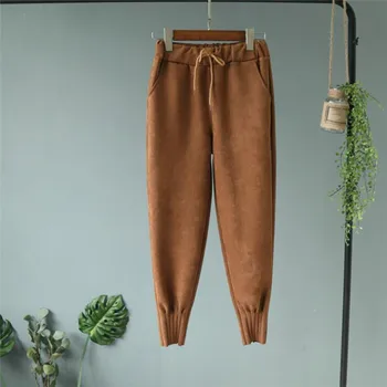 Fashion Solid Color Lace-up Trousers Suede Harem Pants Autumn Ankle-Length Pants For Women High Waist Loose Pant Female Clothing
Fashion Solid Color Lace-up Trousers Suede Harem Pants Autumn Ankle-Length Pants For Women High Waist Loose Pant Female Clothing