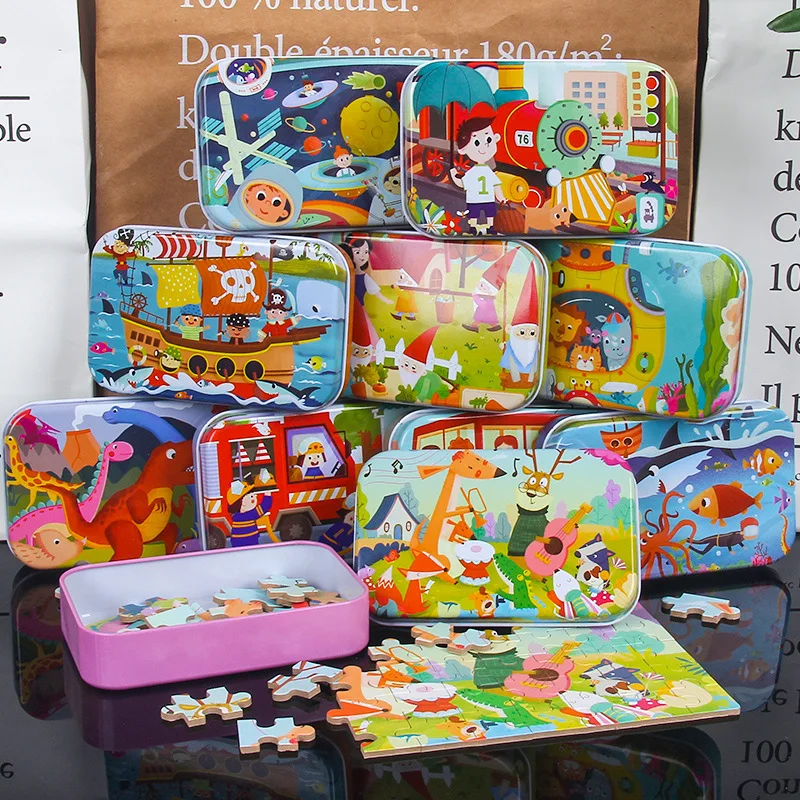 Горячее предложение 60 шт./деревянные головоломки игрушки для детей с принтами