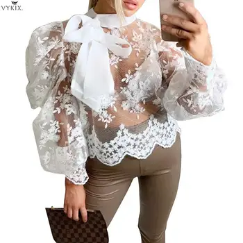 2020 Top Female Spring Summer Bow Neck Long Sleeve Solid Color T-shirts Sexy Fashion Night Clubwear Mesh Lace Top Women
2020 Top Female Spring Summer Bow Neck Long Sleeve Solid Color T-shirts Sexy Fashion Night Clubwear Mesh Lace Top Women