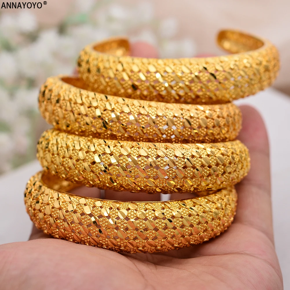 Фото Женский браслет золотого цвета ANNAYOYO 4 шт./лот свадебный в арабском стиле