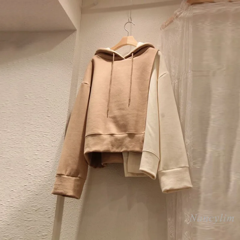Hooded Hoody Women 2020 Spring and Autumn New Irregular Color Matching Hooded Pullover Hoodies Women's Loose Sweatshirt Khaki
Hooded Hoody Women 2020 Spring and Autumn New Irregular Color Matching Hooded Pullover Hoodies Women's Loose Sweatshirt Khaki