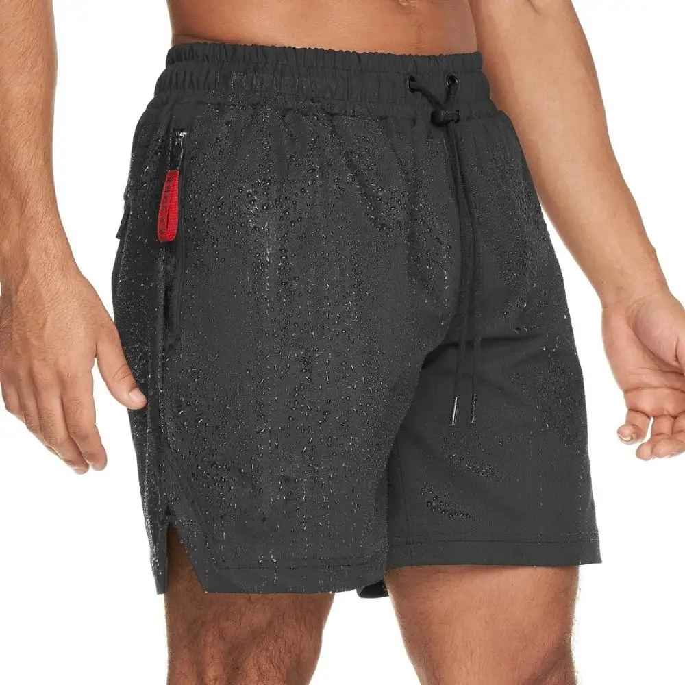 Фото Черные спортивные мужские шорты для бега Бермуды фитнеса быстросохнущие летние