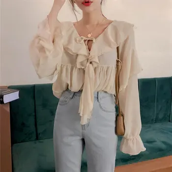Alien Kitty Double Ruffles Solid Lace-Up Flare-Sleeved 2020 Elegance High Street Loose Blouses Cute Sweet All Match OL Shirts
Alien Kitty Double Ruffles Solid Lace-Up Flare-Sleeved 2020 Elegance High Street Loose Blouses Cute Sweet All Match OL Shirts