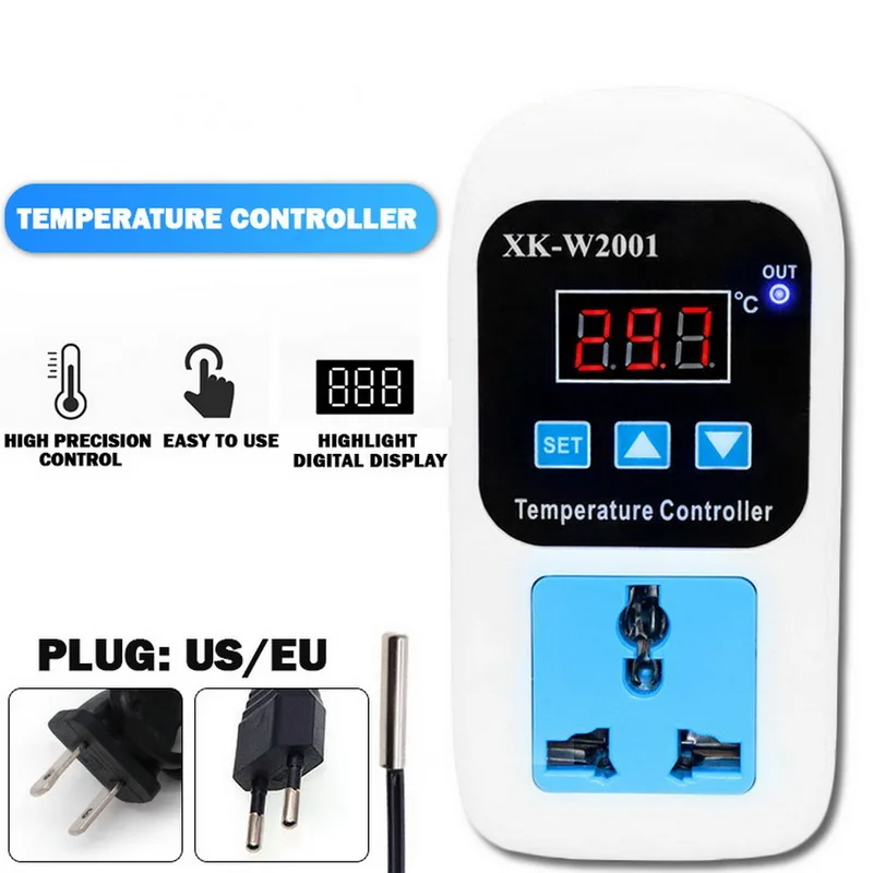 AC 110-220V Digital Thermostat Regulator Temperature Controller Microcomputer Socket Outlet NTC Sensor Fully automatic
AC 110-220V Digital Thermostat Regulator Temperature Controller Microcomputer Socket Outlet NTC Sensor Fully automatic