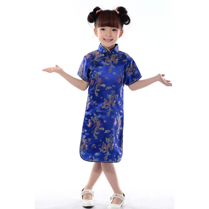 Детские традиционные восточные китайские костюмы для девочек атласные шелковые