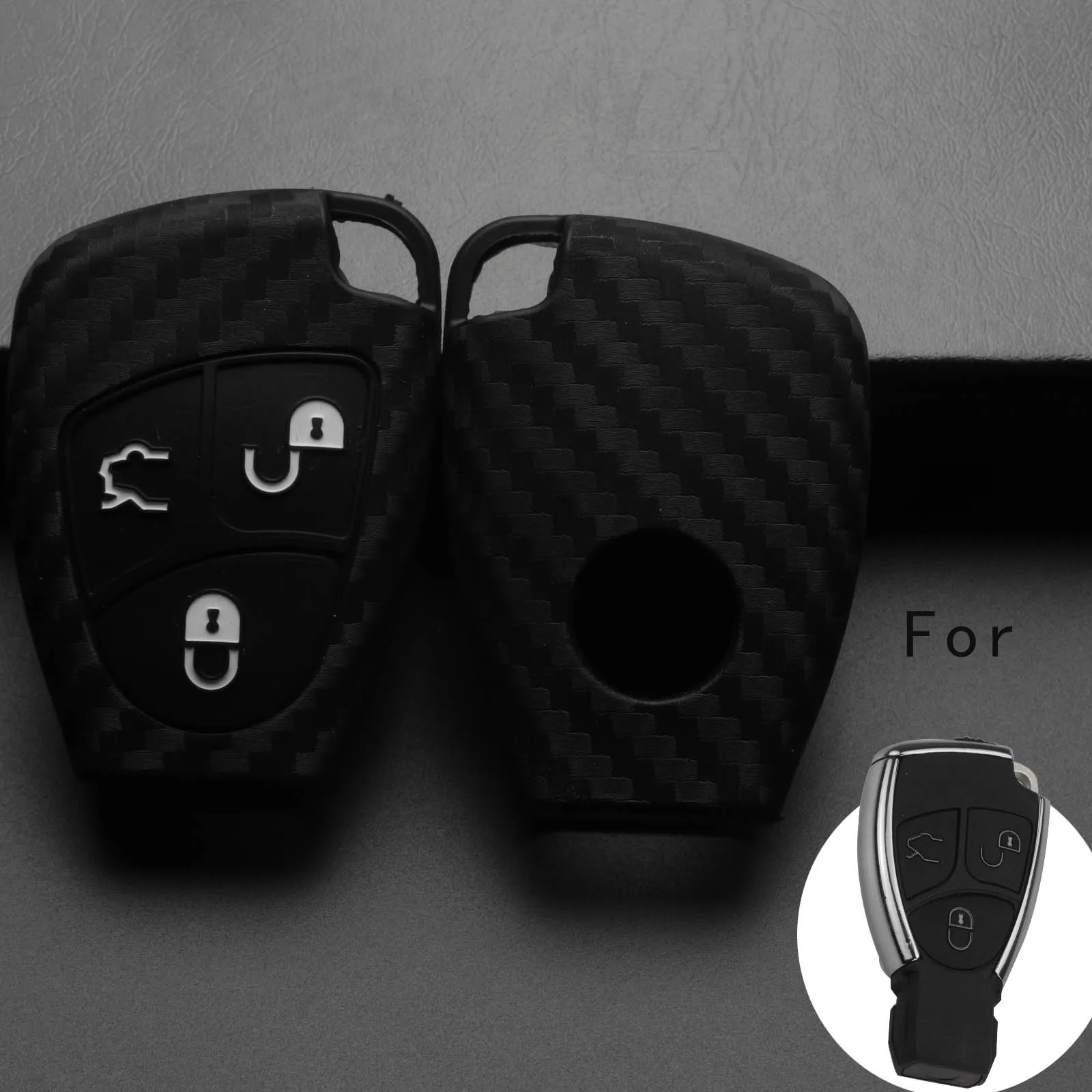 Carbon Silicone car key cover case fFor Mercedes Benz B C E ML S CLK CL 3 Buttons
Carbon Silicone car key cover case fFor Mercedes Benz B C E ML S CLK CL 3 Buttons