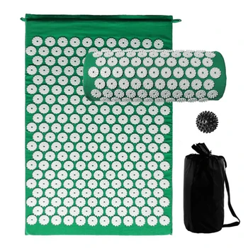 Acupressure Mat and Pillow Set with Spiky Massage Ball and Carry Bag for Back Neck Pain Stress Relief Muscle Relaxation 
Acupressure Mat and Pillow Set with Spiky Massage Ball and Carry Bag for Back Neck Pain Stress Relief Muscle Relaxation