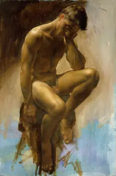 Good art original hand painted painting on canvas:A man on a high stool, a male model
Good art original hand painted painting on canvas:A man on a high stool, a male model