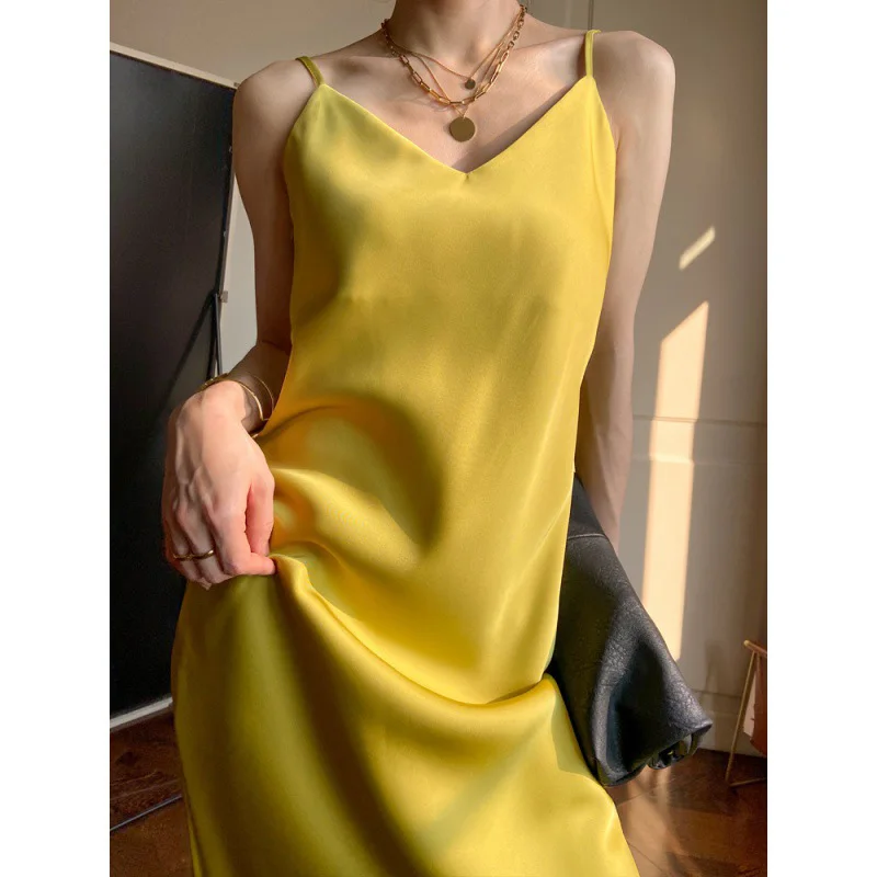 Ordifree 2022 Summer Women Yellow Satin Dress Vintage Spaghetti Strap Long Silk Party Slip Dress
Ordifree 2022 Summer Women Yellow Satin Dress Vintage Spaghetti Strap Long Silk Party Slip Dress
