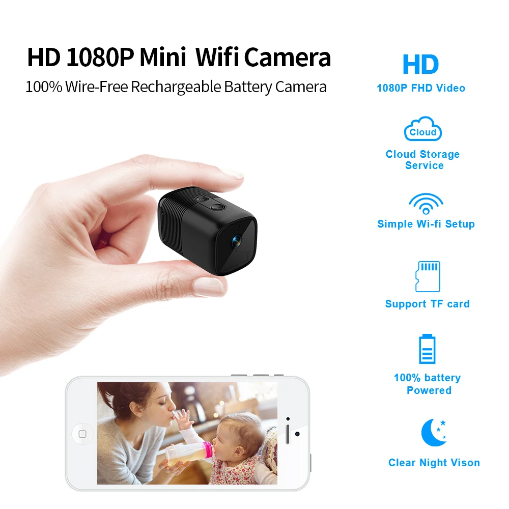 Wireless Mini IP Camera 1080P HD IR Night Vision WIFI Micro Camera Home Security surveillance WiFi Baby Monitor CCTV Action Came
Wireless Mini IP Camera 1080P HD IR Night Vision WIFI Micro Camera Home Security surveillance WiFi Baby Monitor CCTV Action Came