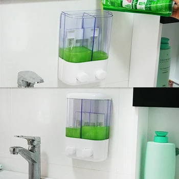 

Liquid Soap Dispenser Wall Mount 500ml Bathroom Accessories Plastic Detergent Shampoo Dispensers Double Hand Kitchen Soap Bottle