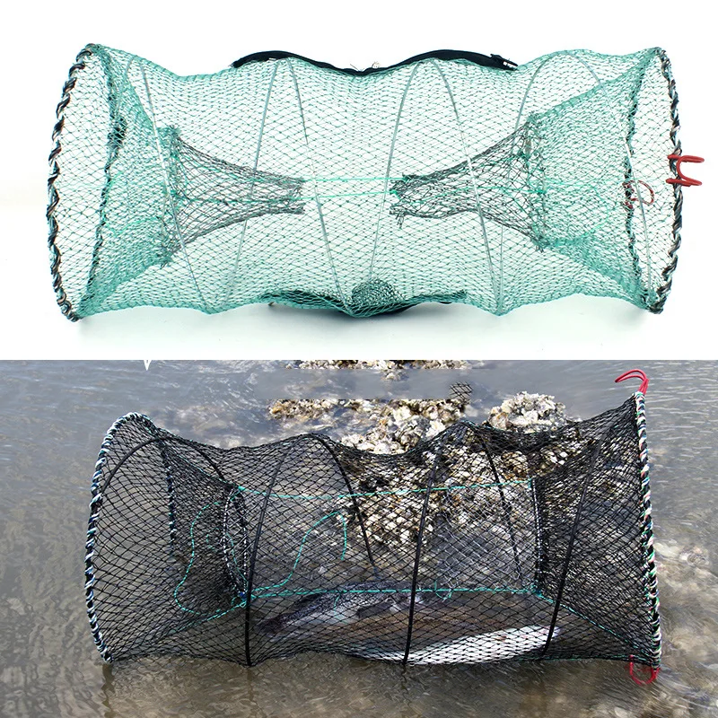 Spring Cage pang xie long Fishnet Circle Folding Fishnet Shrimp Cage Fishing Net Catch Fish Cage Fishing Tool Fishing Gear Small