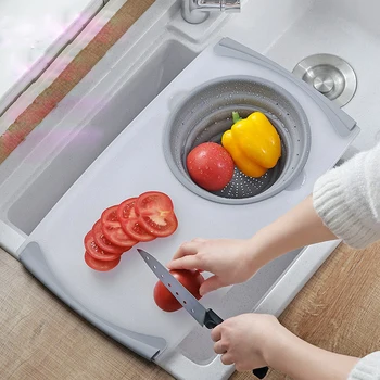 3 In 1 Multi-Function Food Tray Sink Drain Basket Cutting Board Filter Chopping Blocks Meat Vegetable Fruit Basket Storage
3 In 1 Multi-Function Food Tray Sink Drain Basket Cutting Board Filter Chopping Blocks Meat Vegetable Fruit Basket Storage