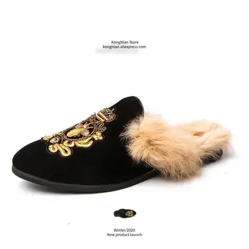 KONG NIAN Brand 2020 winter men mules shoes Inner plush thermal slippers fashion embroidery slip-on shoes outdoor black slippers
KONG NIAN Brand 2020 winter men mules shoes Inner plush thermal slippers fashion embroidery slip-on shoes outdoor black slippers