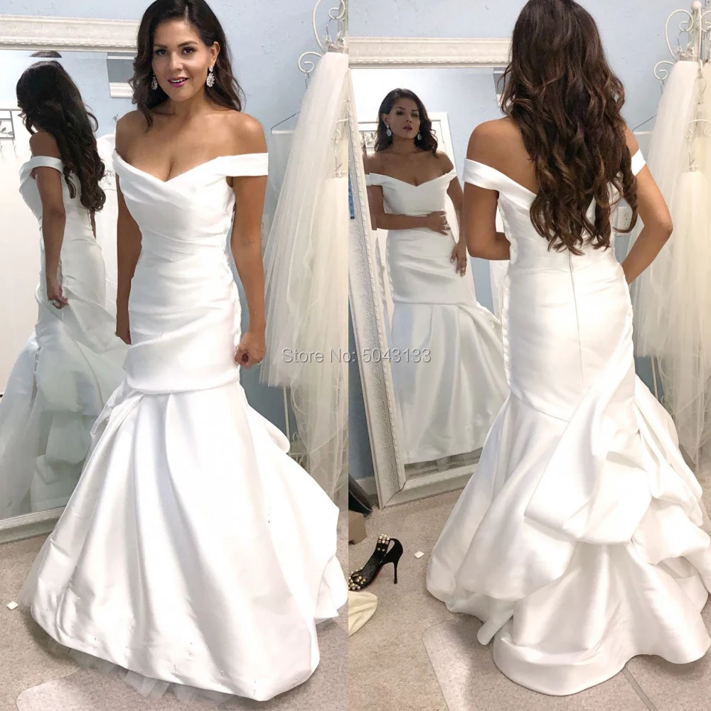 Сексуальные свадебные платья русалки 2020 элегантные атласные с v-образным вырезом
