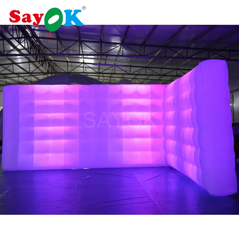 

5x2.5mH Inflatable Photo Booth Wall White Backdrop Inflatable Wall with LED Light for Wedding Party Event (1 free logo)
